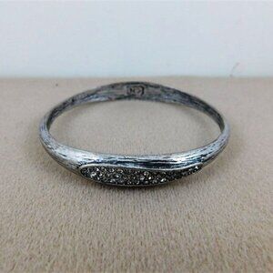 131/137 Silvertone and Rhinesone Bracelet Marked CN